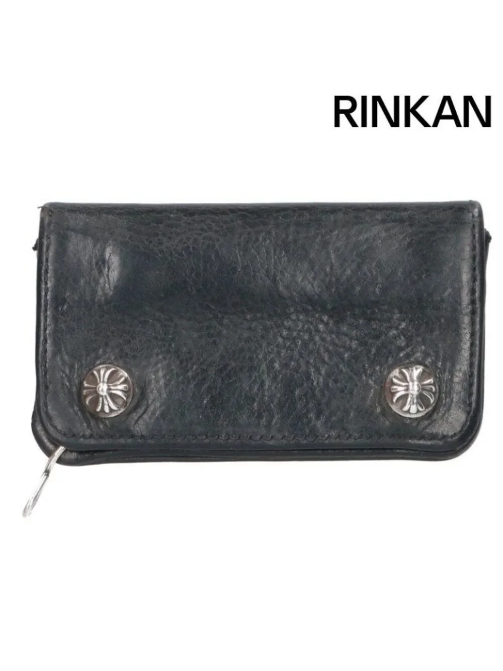 Chrome Hearts Cross Ball Button Leather Card Case